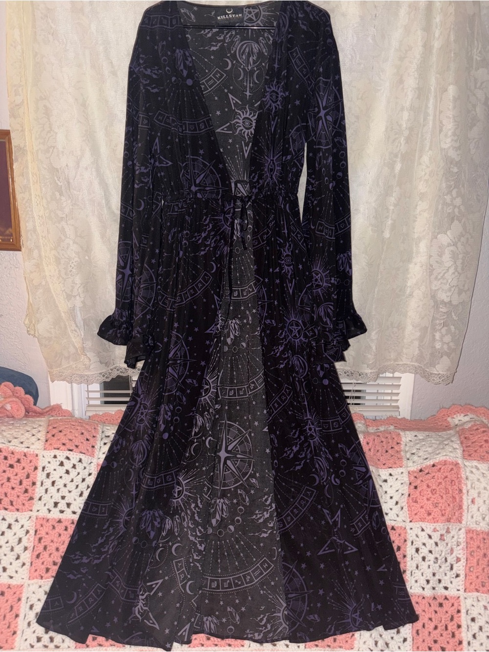 Killstar Black & Purple Celestial Maxi Dress with Tie Front